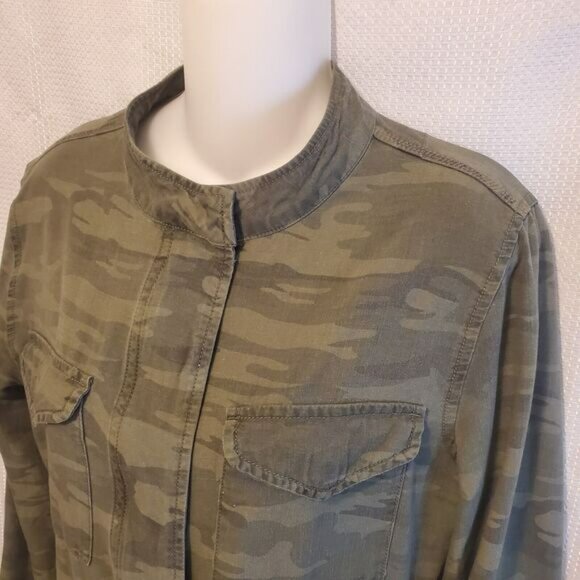 Revolve Sanctuary Womens Cropped Band Collar Raw Hem Jacket Sz Small Boxy - Picture 2 of 15